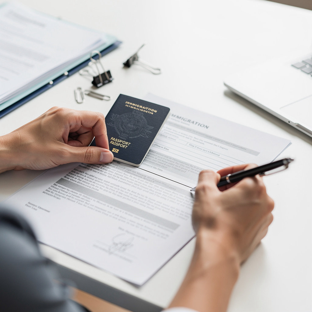 ONE STOP SERVICES immigration expert assisting a client with visa and green card paperwork in San Diego